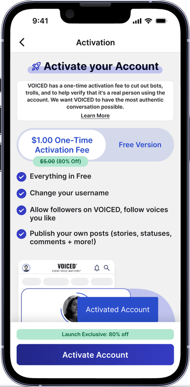 avoiced one time activation fee